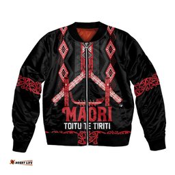 Toitu Te Tiriti Waitangi Bomber Jacket Black Wharenui House LT9