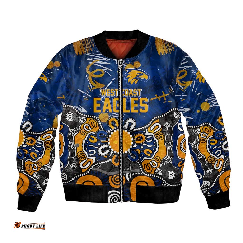 Personalized West Coast Eagles Bomber Jacket Aboriginal Dot Painting Graffiti Style TS04