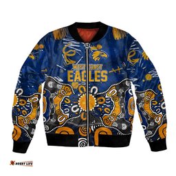 Personalized West Coast Eagles Bomber Jacket Aboriginal Dot Painting Graffiti Style TS04