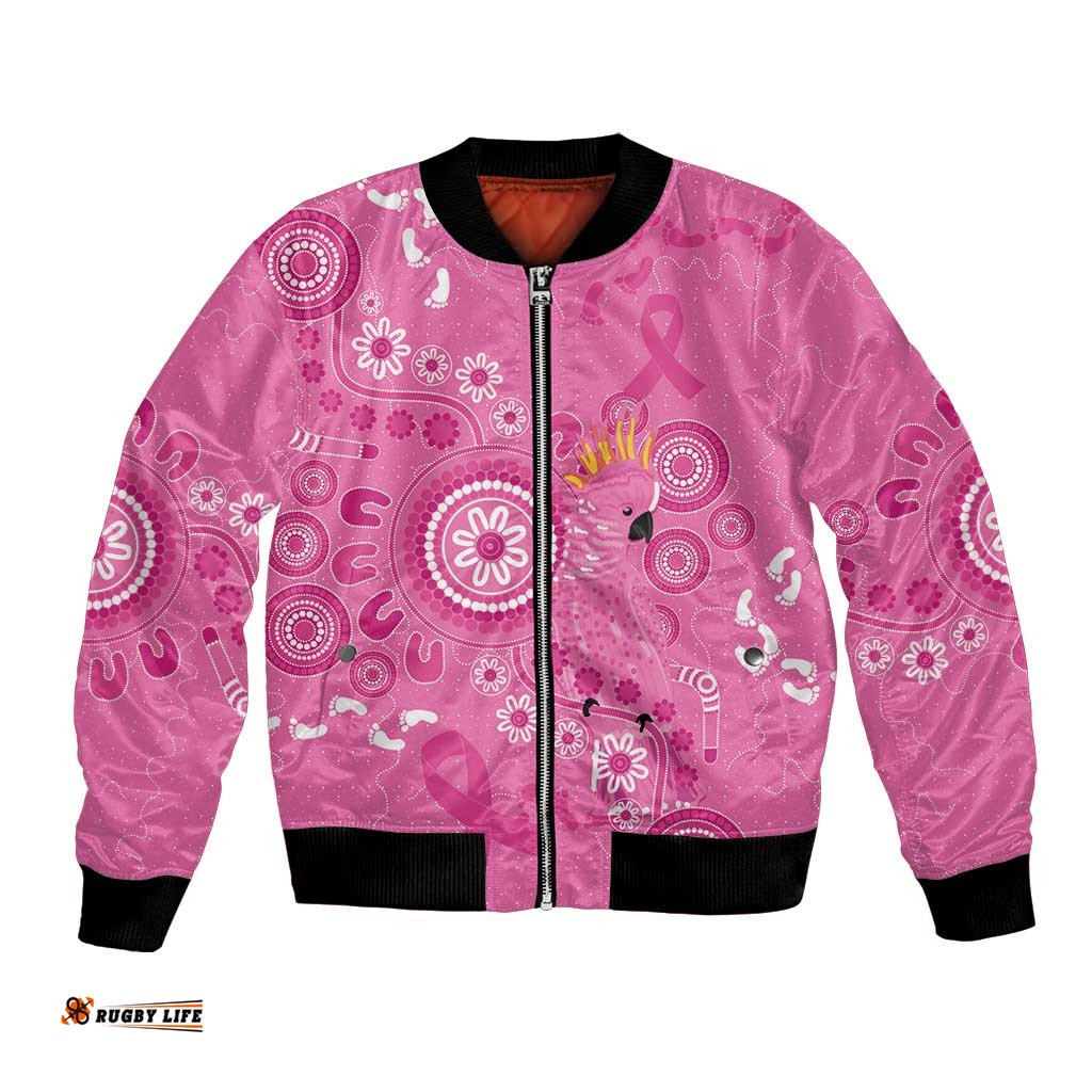 Pink Ribbon Australia Bomber Jacket Breast Cancer Awareness Aboriginal Cacatua leadbeateri LT14