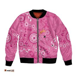 Pink Ribbon Australia Bomber Jacket Breast Cancer Awareness Aboriginal Cacatua leadbeateri LT14