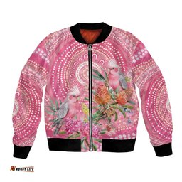 Personalized Pink Galah Aboriginal Dot Art Bomber Jacket Australias Breast Cancer Awareness LT9