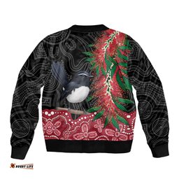 Willie wagtail Australia Bomber Jacket Aussie Bottlebrushes Aboriginal Art LT14