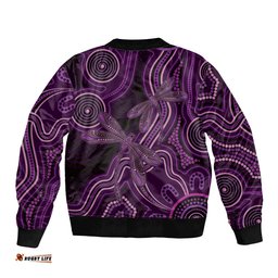 Purple Indigenous Dragonfly Australia Bomber Jacket Aboriginal Art LT14