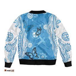 World Diabetes Day Australia Bomber Jacket Blue Ribbon Butterfly Aboriginal Art LT14