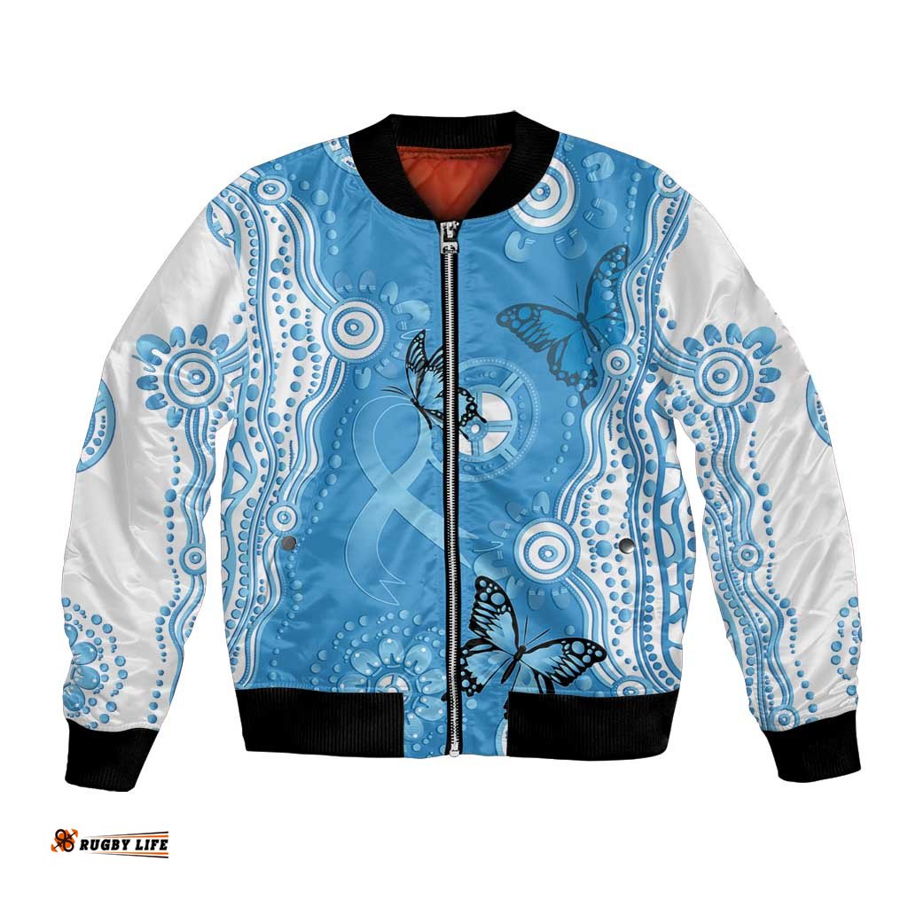 World Diabetes Day Australia Bomber Jacket Blue Ribbon Butterfly Aboriginal Art LT14