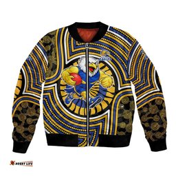 West Coast Eagles Bomber Jacket Indigenous Monochrome Dot Art Mascot Style TS04