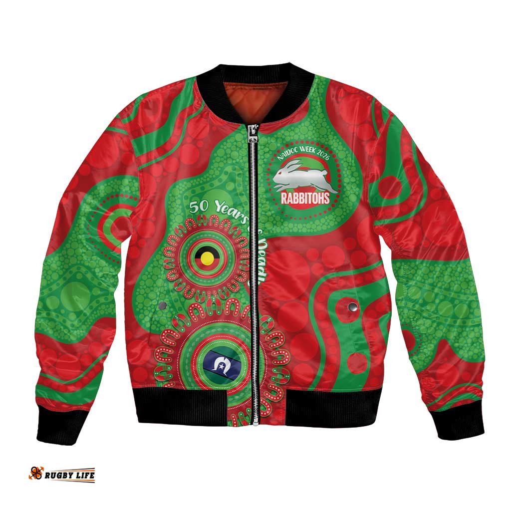 Rabbitohs NAIDOC Week 2026 Personalised Bomber Jacket 50 Years of Deadly Aboriginal Art LT14