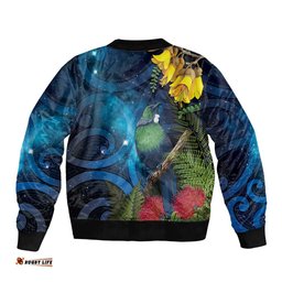 Tui Bird New Zealand Starry Sky Bomber Jacket Maori Koru LT7