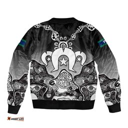 Torres Strait Islander Flag Bomber Jacket Dhari Indigenous Dotwork Pattern Art TS04
