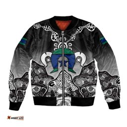 Torres Strait Islander Flag Bomber Jacket Dhari Indigenous Dotwork Pattern Art TS04