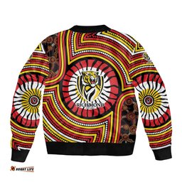 Richmond Football Club Bomber Jacket Indigenous Monochrome Dot Art Mascot Style TS04