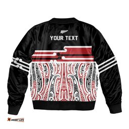 Personalised Toitu Te Tiriti Aotearoa 1840 Bomber Jacket Red Kowhaiwhai Puhoro LT9