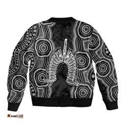 Torres Strait Islander Bomber Jacket Flag Feather Headdress Indigenous Dotwork Tribal Art TS04