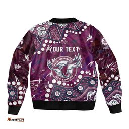 Personalized Manly Warringah Sea Eagles Bomber Jacket Aboriginal Pattern with Graffiti Style Design TS04
