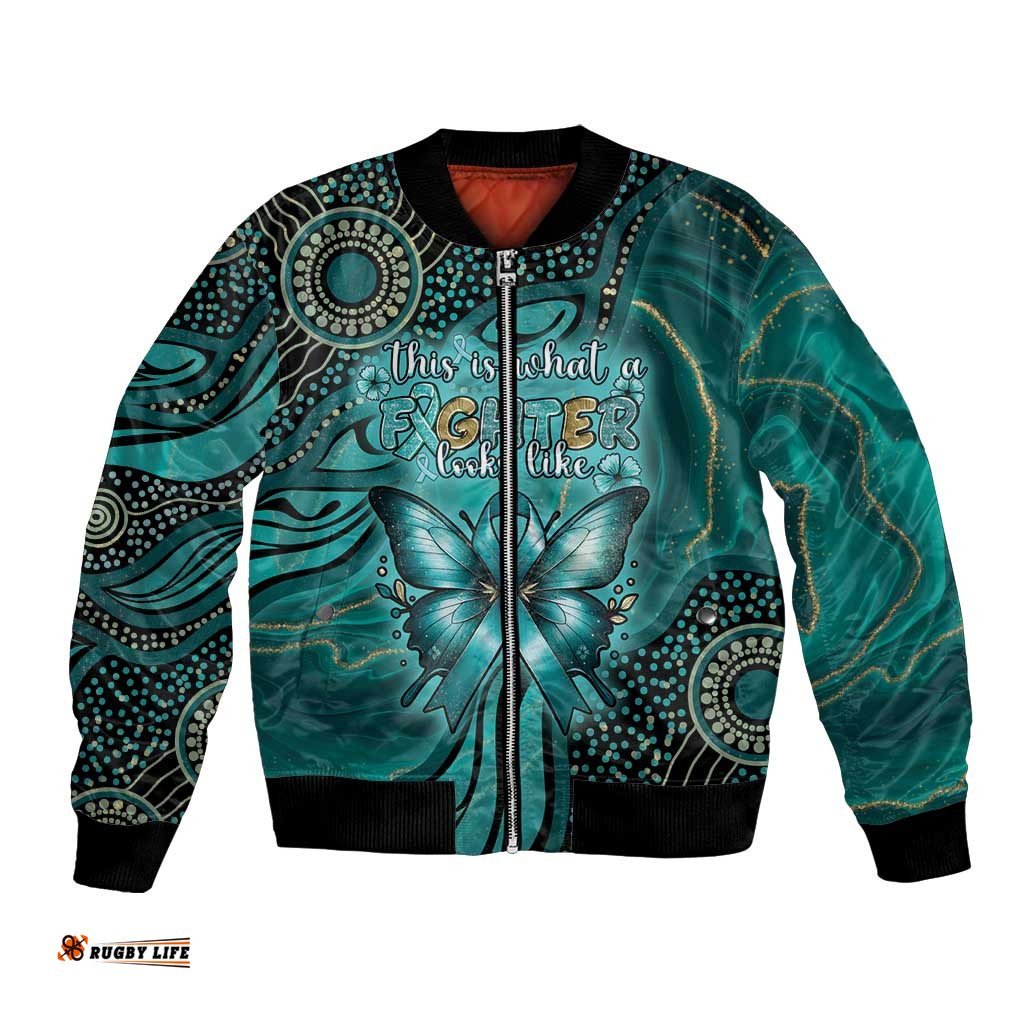 Personalised Ovarian Cancer Awareness Bomber Jacket This Is What A Fighter Looks Like DT05