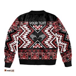 Personalised Taniko Motifs Aotearoa Bomber Jacket Waitangi Kowhaiwhai Kiwi LT7