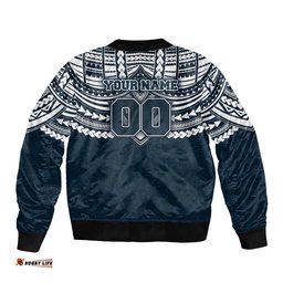 Personalized Carlton Blues Bomber Jacket Polynesian Tribal Pattern Heritage Football TS04