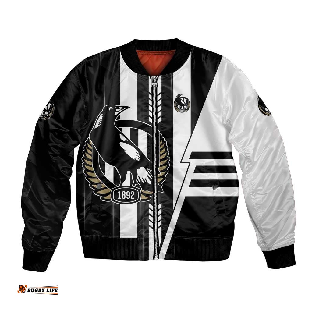 Personalized Collingwood Magpies Bomber Jacket Modern Geometric Sports Graphic Style TS04