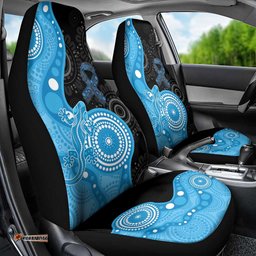 Australia Autism Awareness Month Car Seat Cover Indigenous Lizard With Blue Ribbon LT14