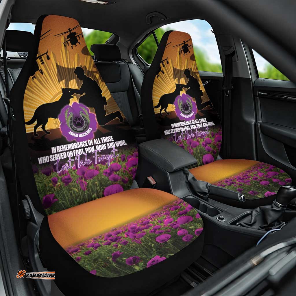 Animal War Heroes Australia ANZAC Day Car Seat Cover We Will Always Remember Them LT14