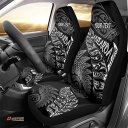 Aotearoa Personalized Lawn Bowls Maori Car Seat Cover New Zealand Black Tribal Silver Fern LT7