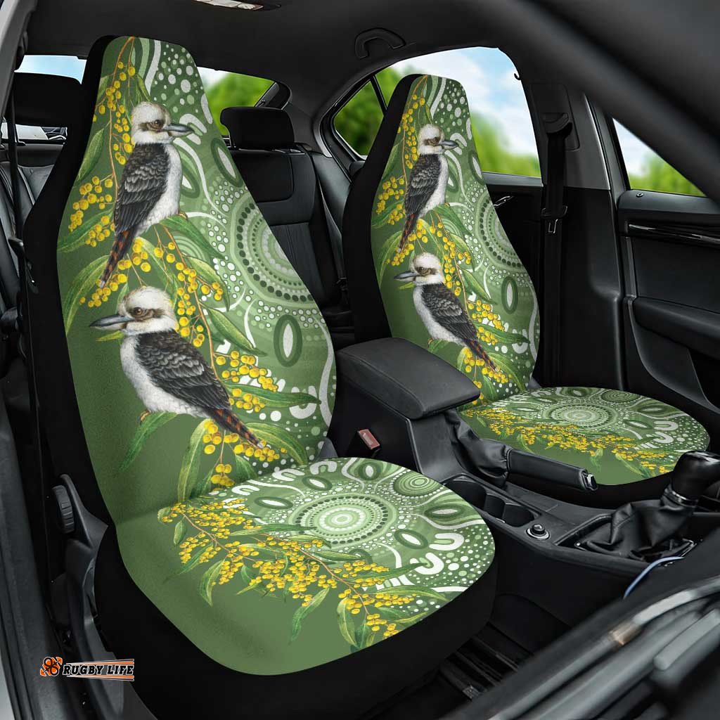 Aussie Kokaburra Golden Wattle Car Seat Cover Aboriginal with National Color LT9