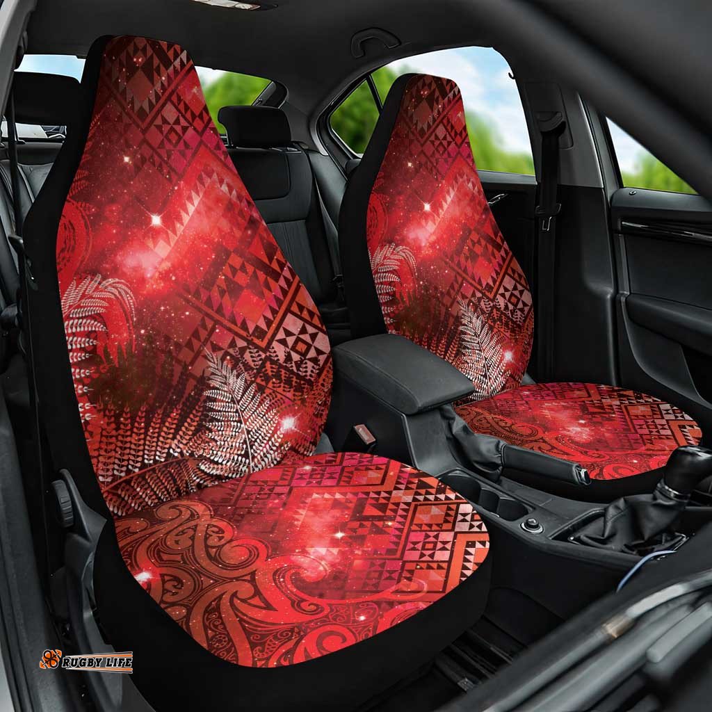 Aotearoa Taniko Matariki Car Seat Cover Cosmic Red LT7