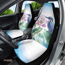 Australia Azure Kingfisher Car Seat Cover Ceyx Azureus Sacred Lotus Watercolor LT14