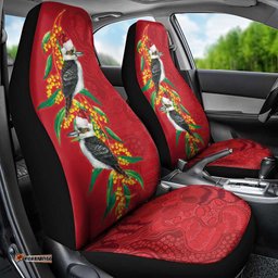 Aussie Kokaburra Golden Wattle Christmas Car Seat Cover Aboriginal Dots Painting Red Motif LT9
