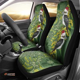 Aussie Kokaburra Golden Wattle Christmas Car Seat Cover Aboriginal Dots Painting Green Motif LT9