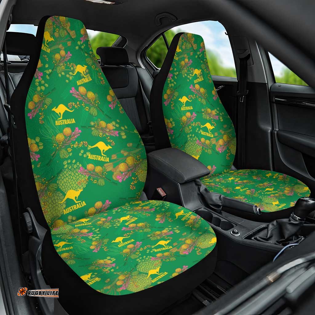 Australia Billy Buttons Car Seat Cover Aussie Pycnosorus Kangaroo Seamless Style LT14