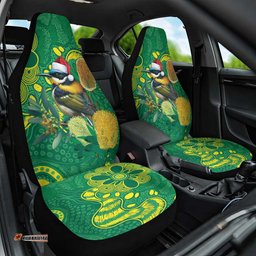 Aussie Honeyeaters Banksia Christmas Car Seat Cover Aboriginal Dots Painting Green Motif LT9