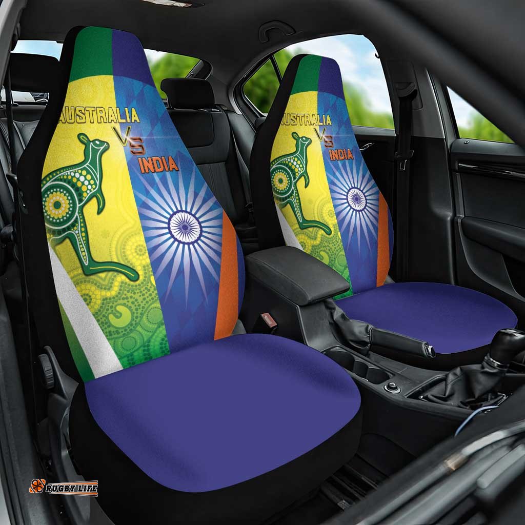 Australia And India Cricket Car Seat Cover Ashoka Chakra With Aboriginal LT05