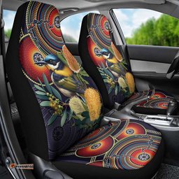 Aussie Honeyeaters Banksia Flowers Car Seat Cover Aboriginal Dots Painting LT9