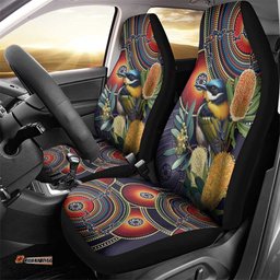 Aussie Honeyeaters Banksia Flowers Car Seat Cover Aboriginal Dots Painting LT9