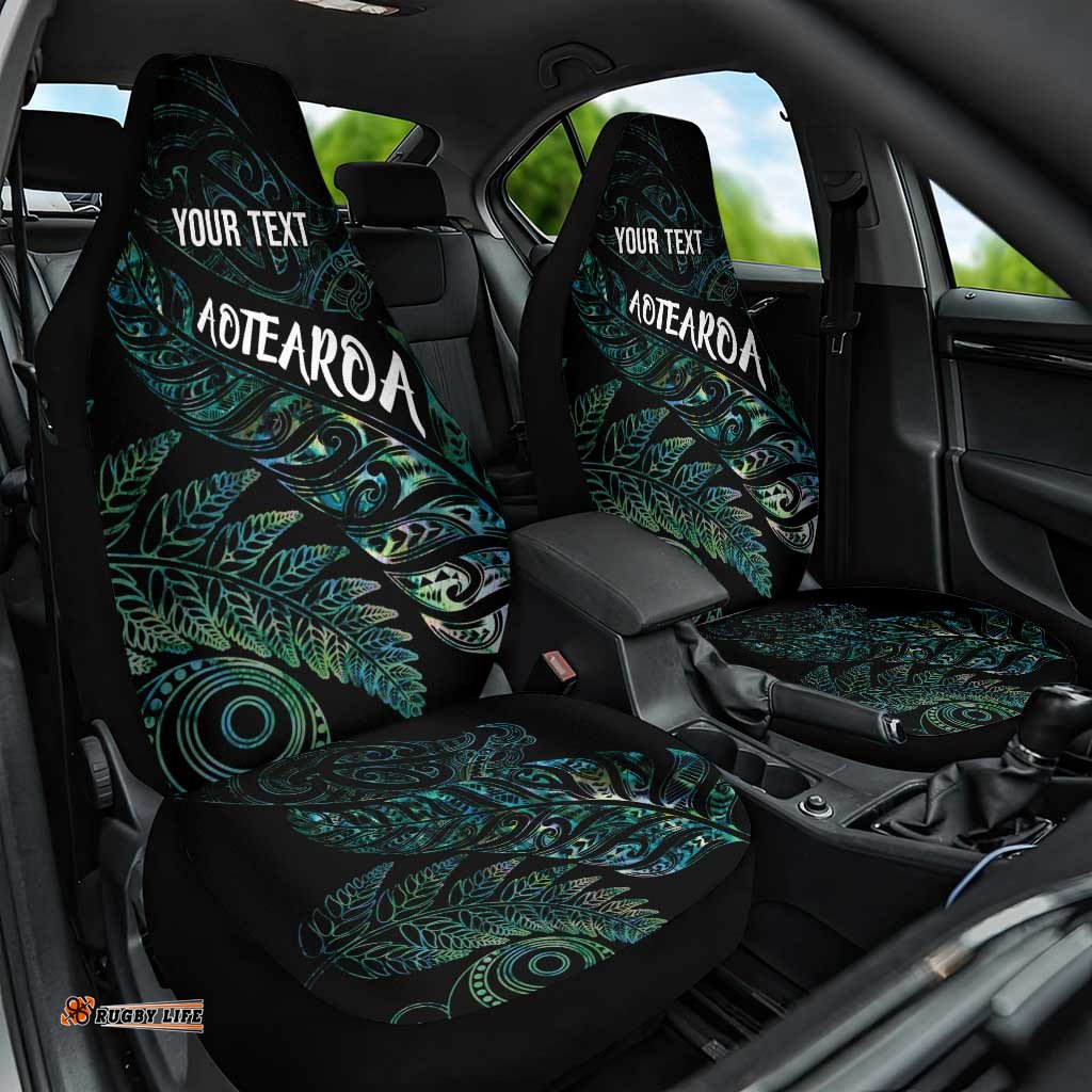 Aotearoa Personalized Lawn Bowls Maori Car Seat Cover New Zealand Paua Shell Tribal Silver Fern LT7