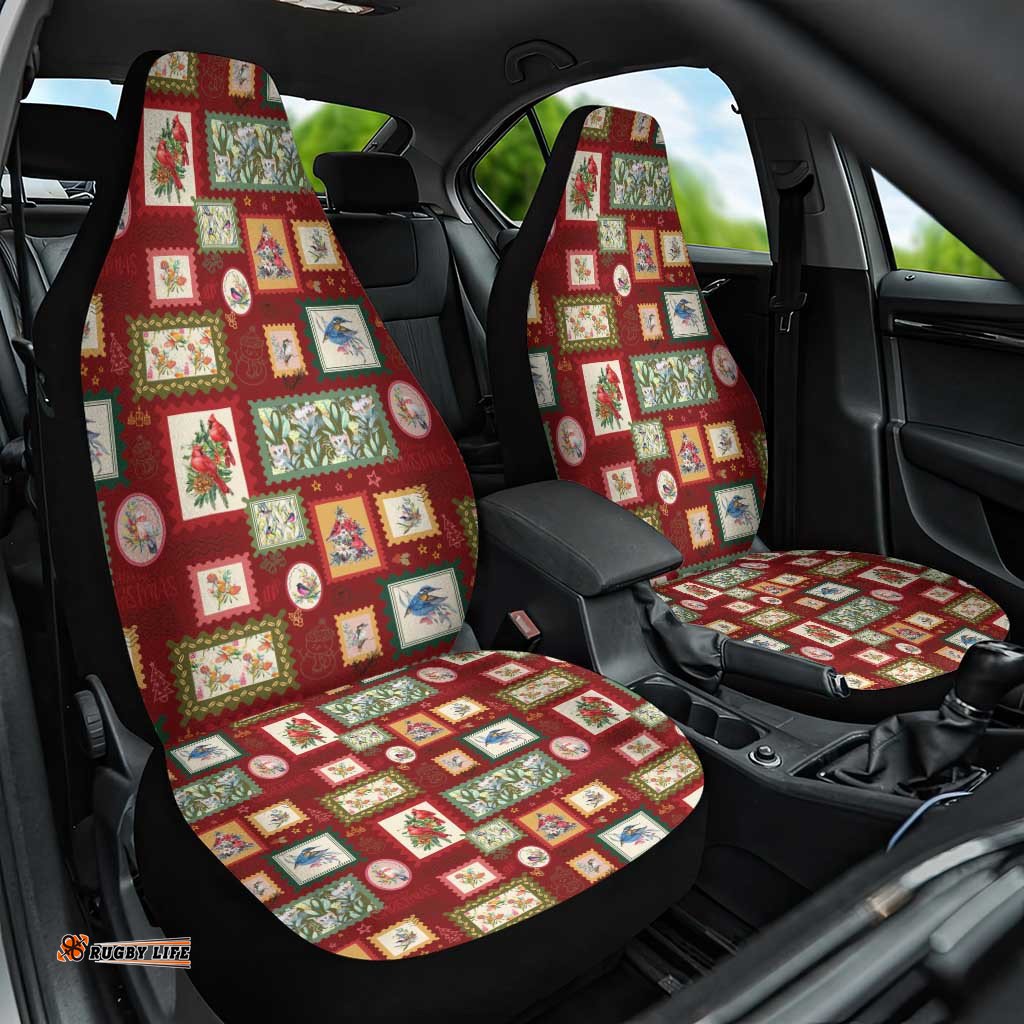 Aussie Birds Christmas La La Land Car Seat Cover Red Vintage Stamp Edition LT9