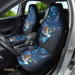 Aotearoa Matariki Car Seat Cover Maori Tribal with Silver Fern and Tui Bird Galaxy Style LT03