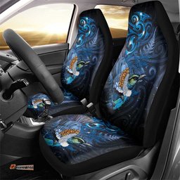 Aotearoa Matariki Car Seat Cover Maori Tribal with Silver Fern and Tui Bird Galaxy Style LT03