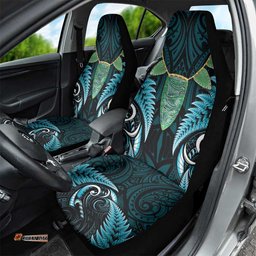 Aotearoa Pounamu Niho Car Seat Cover Silver Fern Mix Maori Pattern - Turquoise LT14