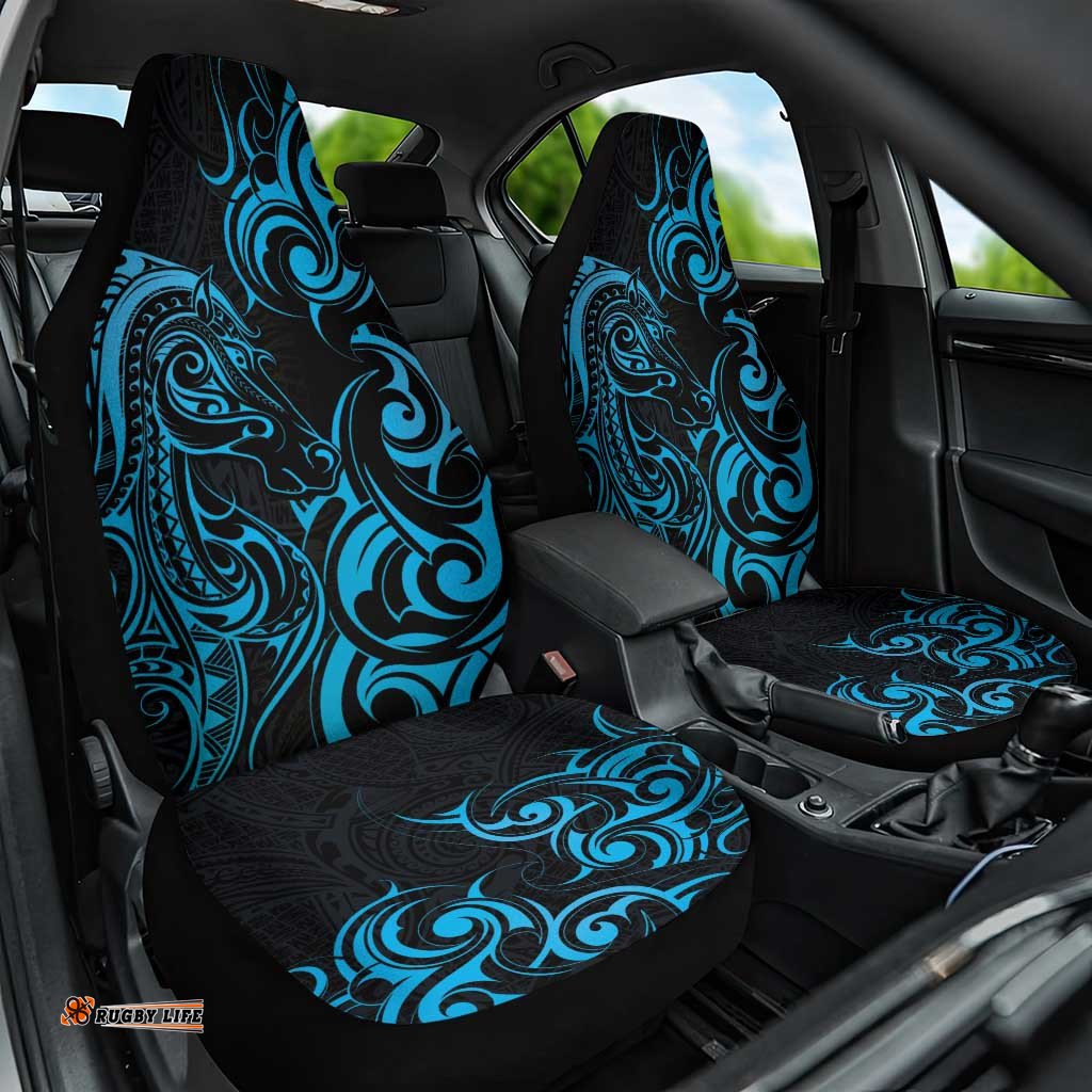 Blue Aoteara Horse Racing Car Seat Cover NZ Maori Pattern LT14