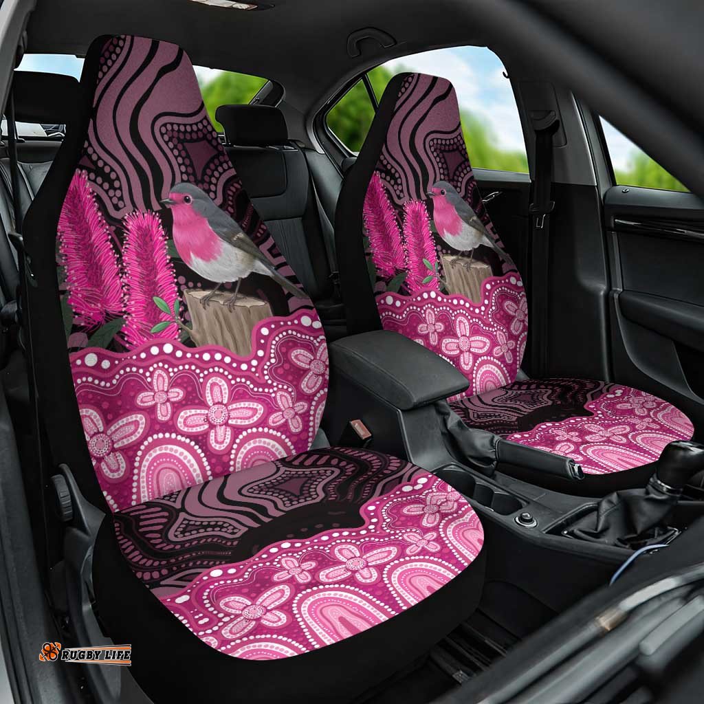 Australia Indigenous Car Seat Cover Breast Cancer Pink Robin Bottlebrush Aboriginal Art LT14