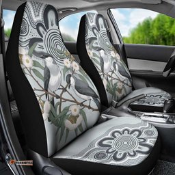 Australia Grey Butcherbird Car Seat Cover Eucalyptus Alba Indigenous Art LT14