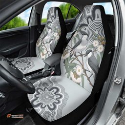 Australia Grey Butcherbird Car Seat Cover Eucalyptus Alba Indigenous Art LT14