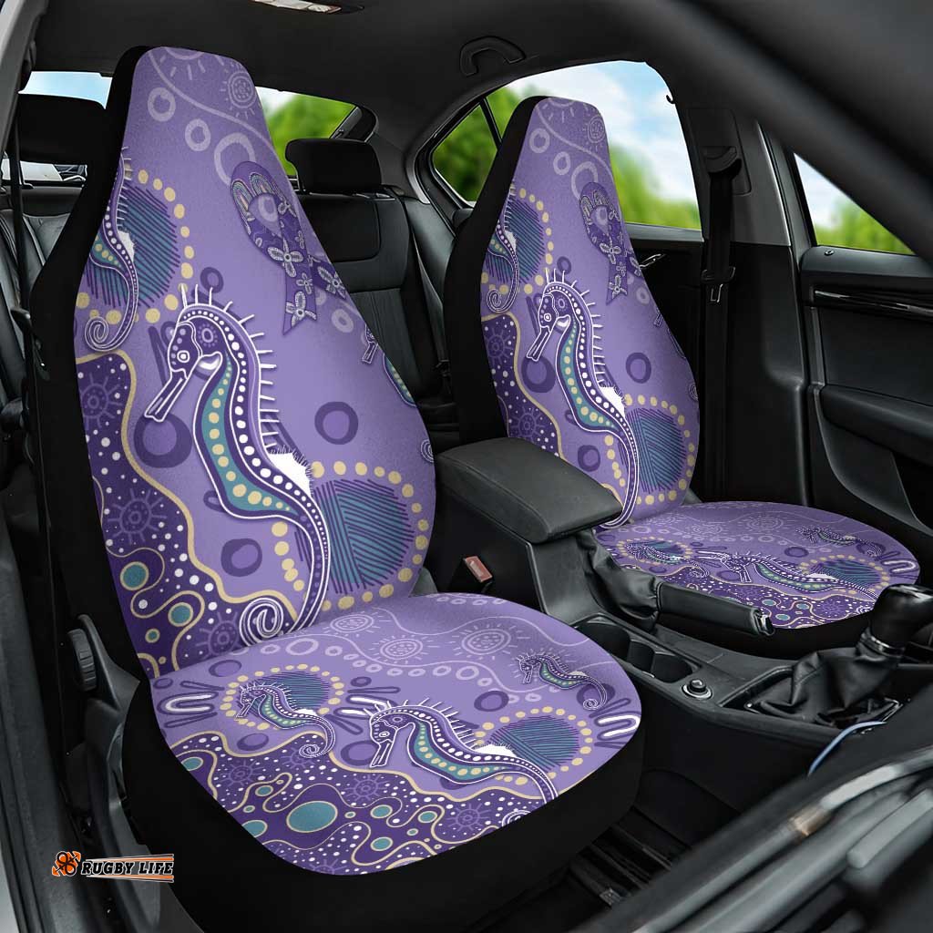 Australia Epilepsy Awareness Car Seat Cover Aboriginal Purple Ribbon with Seahorse LT7