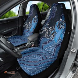 Autism Awareness Car Seat Cover Hope Ribbon And Aboriginal Patterns DT05