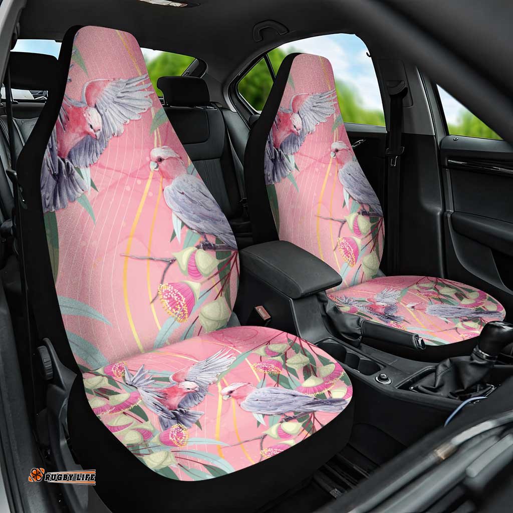 Australia Breast Cancer Awareness Car Seat Cover Pink Galah with Eucalyptus Flowers LT7