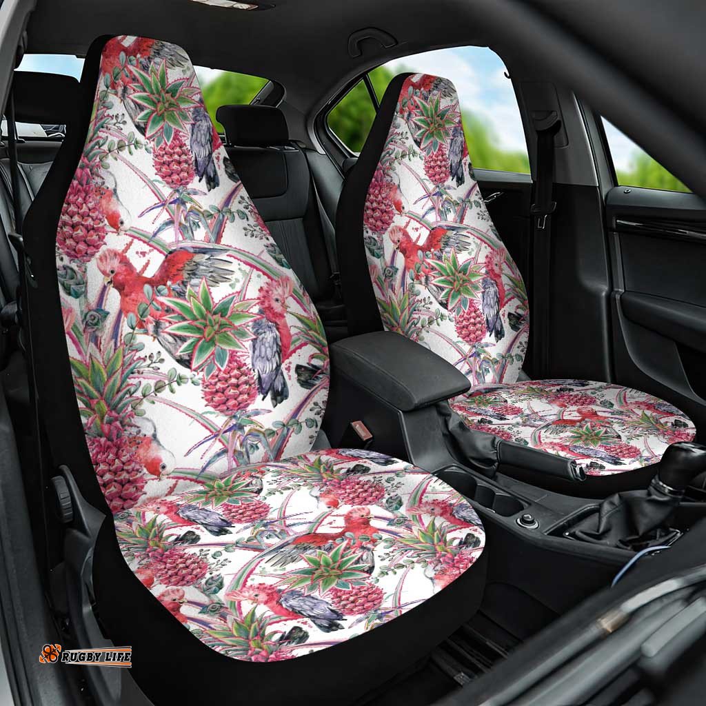 Australia Pink Galah Car Seat Cover Rose-breasted Cockatoo Pineapple Seamless Vibes LT14