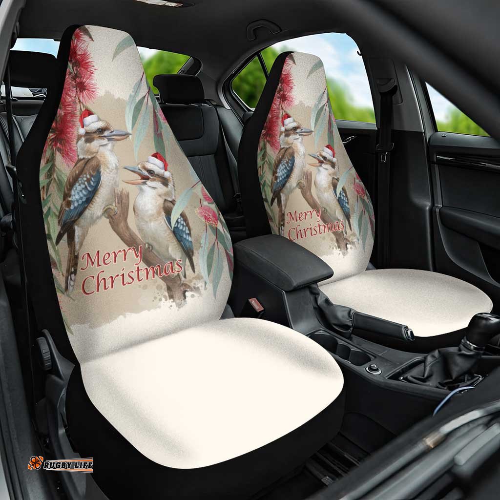Australia Kookaburra Christmas Car Seat Cover Bottlebrush Eucalyptus Blossoms Watercolor LT14